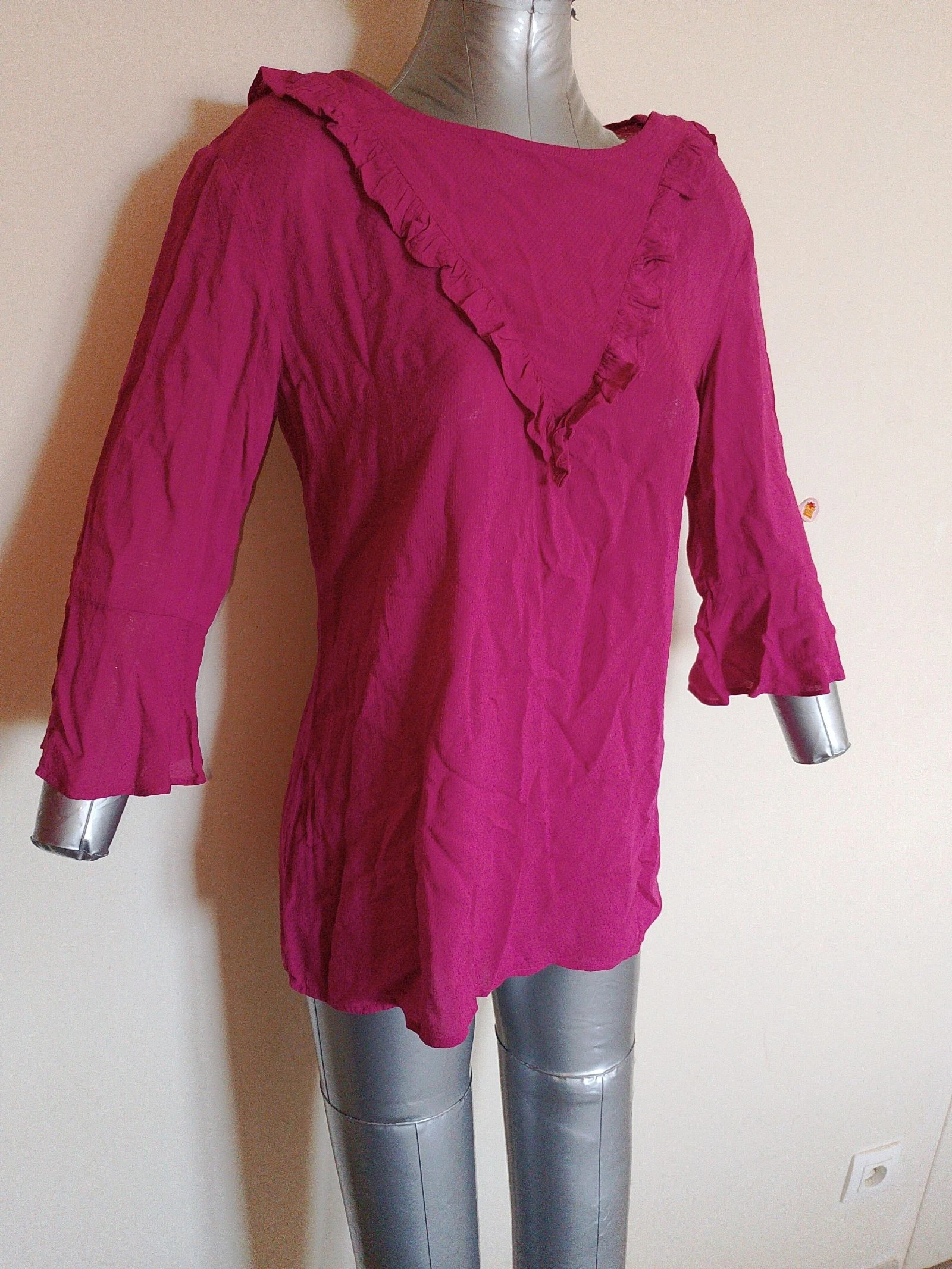 Haut fuchsia Esmara - Manches évasées & col volanté - Taille 36 - Neuf
